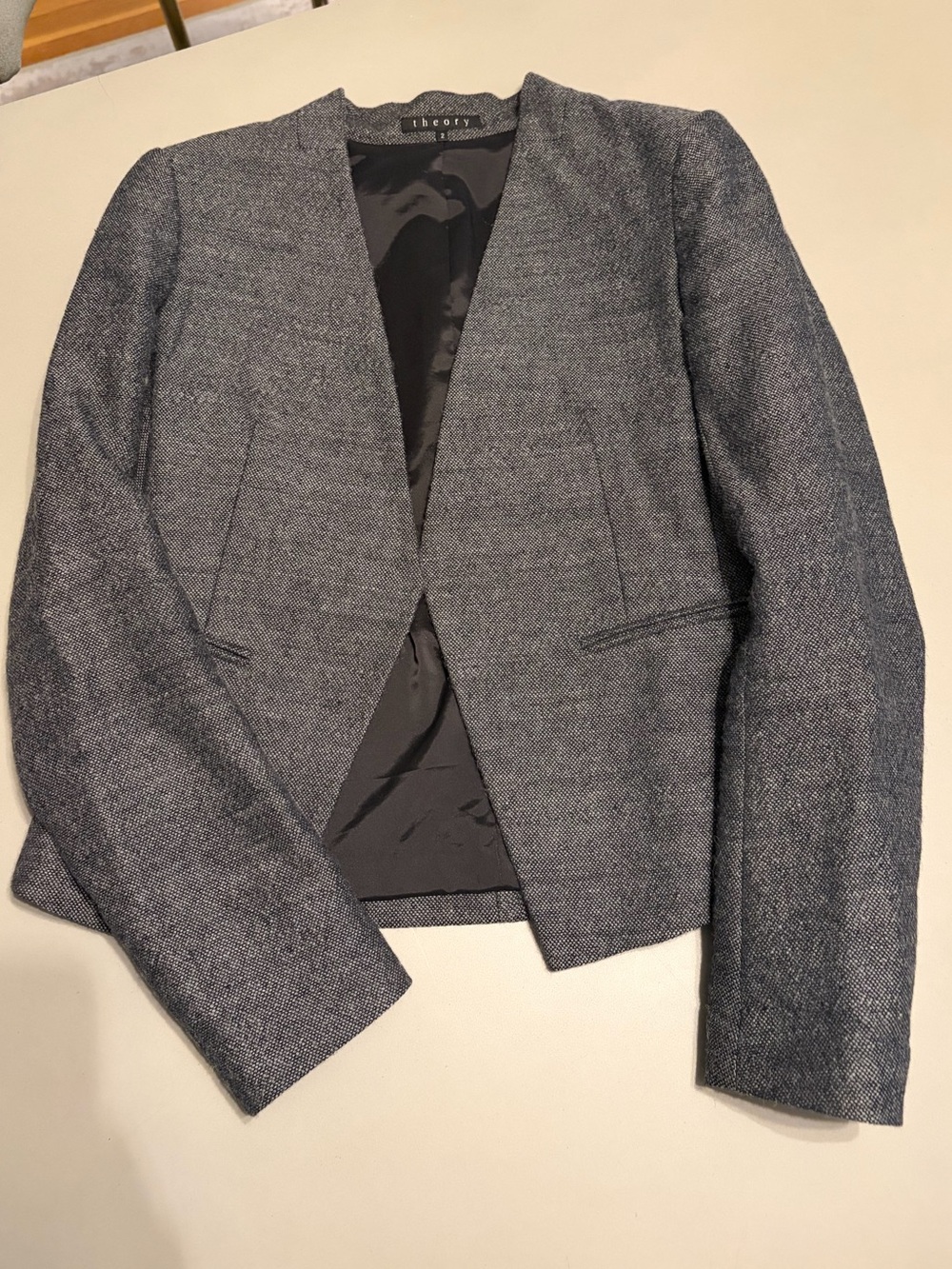 Theory Women’s Wool blazer in charcoal,
size 2